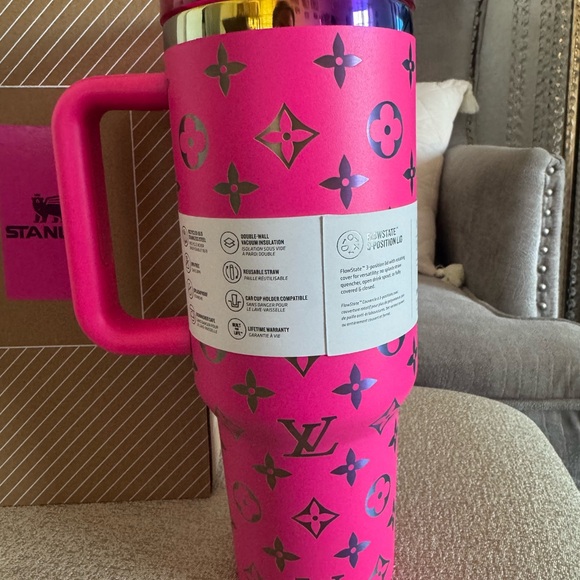 Stanley’s Hot Pink 40oz Tumbler with LV designs. New. - Picture 8 of 8